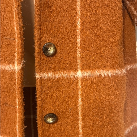 Brown / burnt orange Plaid Women's Coat - Picture 4 of 5